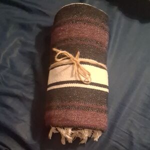 Striped Woven Blanket with Fringe